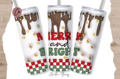 3D Inflated Merry and Bright Tumbler Wrap PNG Product Image 1
