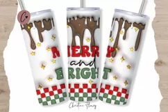 3D Inflated Merry and Bright Tumbler Wrap PNG Product Image 1