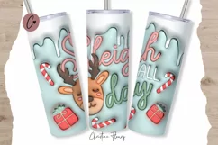 3D Inflated Sleigh All Day Tumbler Wrap PNG Product Image 1
