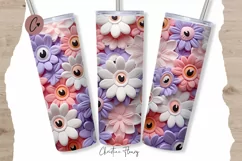 Kawaii 3D Flower Eyes Tumbler Wrap PNG Product Image 1