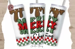 3D Inflated Merry Christmas Tumbler Wrap PNG Product Image 1