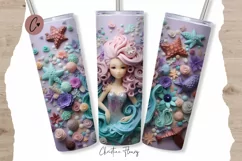 Pastel Purple 3D Mermaid Tumbler Wrap PNG Product Image 1