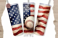 Watercolor USA Baseball Tumbler Wrap PNG Product Image 1
