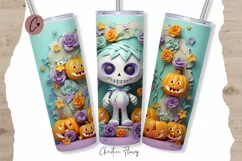 Kawaii 3D Zombie Tumbler Wrap PNG Product Image 1
