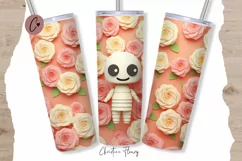 Kawaii 3D Mummy Flower Tumbler Wrap PNG Product Image 1