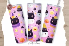 Kawaii Halloween Kitty Tumbler Wrap PNG Product Image 1