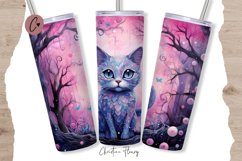 Magical Forest Cat Tumbler Wrap PNG Product Image 1
