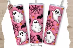 3D Inflated Pink Halloween Tumbler Wrap PNG Product Image 1