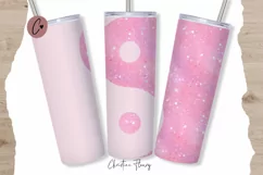 Pink Glitter Yin Yang Tumbler Wrap PNG Product Image 1