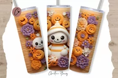 Kawaii 3D Halloween Monster Tumbler Wrap PNG Product Image 1