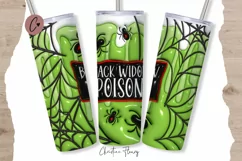 3D Inflated Black Widow Poison Tumbler Wrap PNG Product Image 1