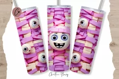 Kawaii 3D Mummy Eyes Tumbler Wrap PNG Product Image 1
