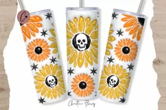 3D Inflated Halloween Sunflower Tumbler Wrap PNG Product Image 1