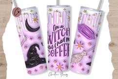 3D Inflated I'm a Witch Until I Had my Coffee Tumbler Wrap Product Image 1