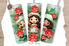 3D Christmas Carolers Tumbler Wrap PNG Product Image 1