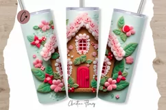 3D Christmas Gingerbread House Tumbler Wrap PNG Product Image 1