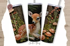 3D Embroidered Baby Deer Tumbler Wrap PNG Product Image 1