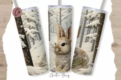 3D Embroidered Snow Bunny Tumbler Wrap PNG Product Image 1
