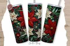 3D Embroidered Poinsettias Tumbler Wrap PNG Product Image 1