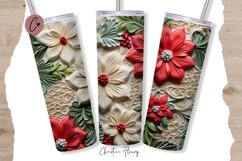 3D Embroidered Christmas Flowers Tumbler Wrap PNG Product Image 1