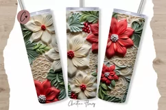3D Embroidered Christmas Flowers Tumbler Wrap PNG Product Image 1
