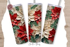 3D Embroidered Christmas Flowers Tumbler Wrap PNG Product Image 1