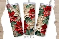 3D Embroidered Christmas Flowers Tumbler Wrap PNG Product Image 1