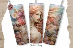 3D Embroidered Mermaid Tumbler Wrap PNG Product Image 1