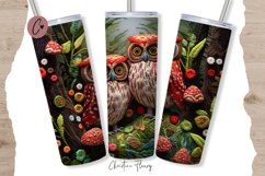 3D Embroidered Owls Tumbler Wrap PNG Product Image 1