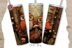 3D Embroidered Owls Tumbler Wrap PNG Product Image 1