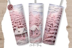 3D Embroidered Pink Winter Tumbler Wrap PNG Product Image 1