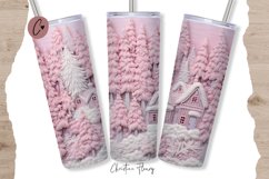 3D Embroidered Pink Winter Tumbler Wrap PNG Product Image 1
