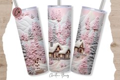 3D Embroidered Pink Winter Tumbler Wrap PNG Product Image 1