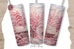 3D Embroidered Pink Winter Tumbler Wrap PNG Product Image 1