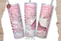3D Embroidered Pink Winter Tumbler Wrap PNG Product Image 1