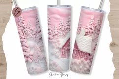 3D Embroidered Pink Winter Tumbler Wrap PNG Product Image 1