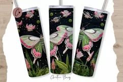 3D Embroidered Green Butterfly Tumbler Wrap PNG Product Image 1