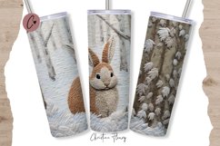 3D Embroidered Winter Bunny Tumbler Wrap PNG Product Image 1