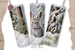 3D Embroidered Winter Bunny Tumbler Wrap PNG Product Image 1