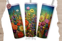 3D Embroidered Wildflowers Tumbler Wrap PNG Product Image 1