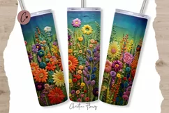 3D Embroidered Wildflowers Tumbler Wrap PNG Product Image 1