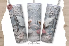 3D Embroidered Winter Fairies Tumbler Wrap PNG Product Image 1