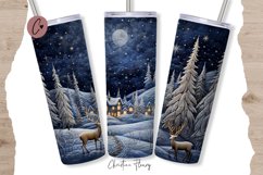 3D Embroidered Winter Night Tumbler Wrap PNG Product Image 1