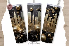 3D New Years Eve City Tumbler Wrap PNG Product Image 1