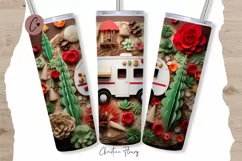 3D Western Christmas Camper Van Tumbler Wrap PNG Product Image 1