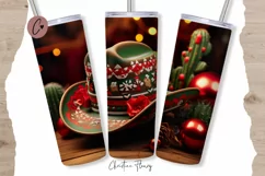 3D Western Christmas Cowboy Hat Tumbler Wrap PNG Product Image 1