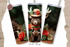3D Western Christmas Reindeer Tumbler Wrap PNG Product Image 1