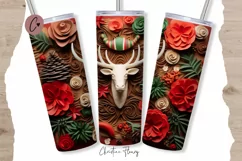 3D Western Christmas Deer Tumbler Wrap PNG Product Image 1