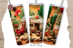 3D Western Christmas Camping Tumbler Wrap PNG Product Image 1