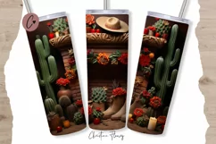 3D Western Christmas Fireplace Tumbler Wrap PNG Product Image 1